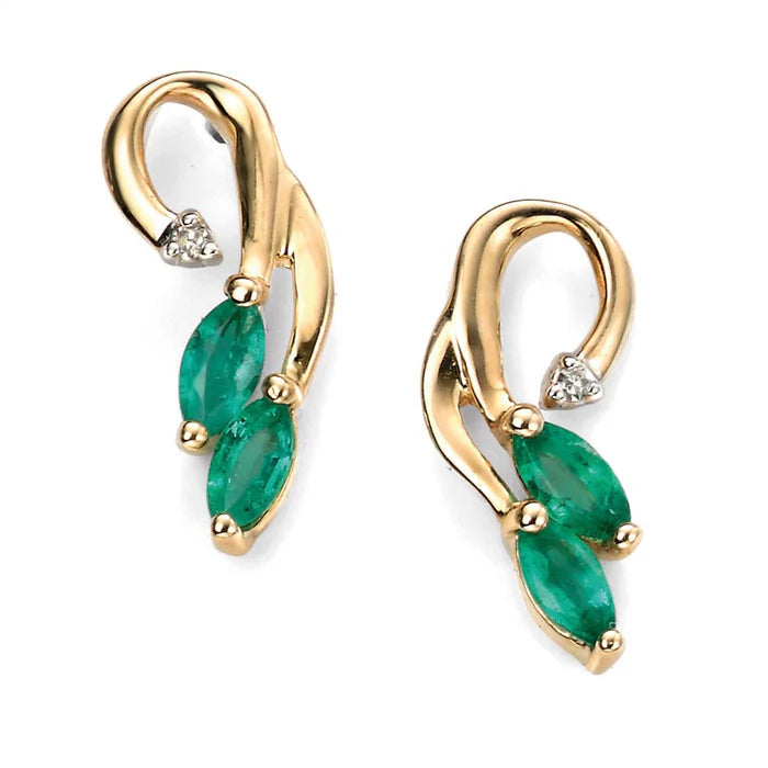 Vine Style Earrings with Emerald