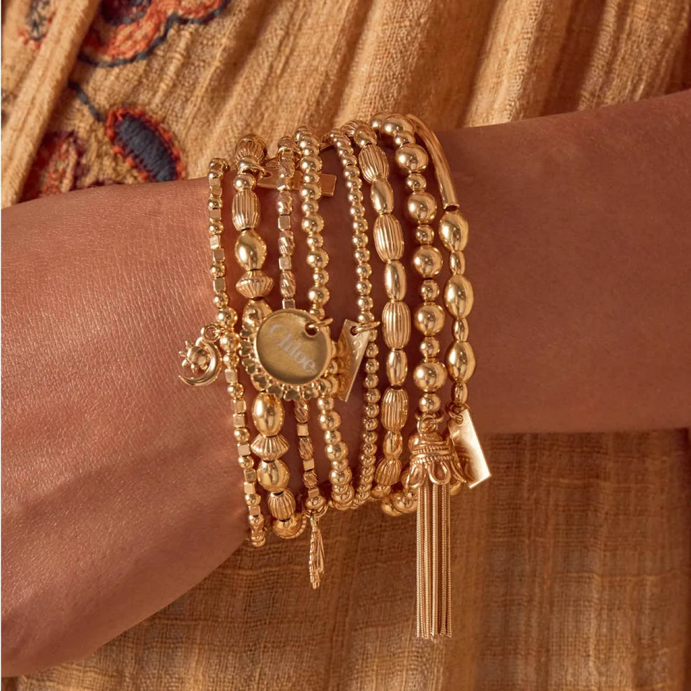 ChloBo Sunshine Sparkle Bracelet with 18ct gold-plated textured beads and petite sun charm