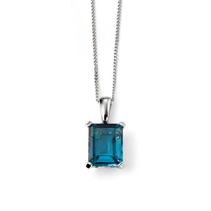 Rectangle London Blue Topaz Pendant