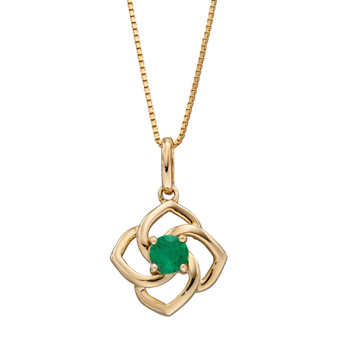 Cut Out Flower Pendant with Emerald