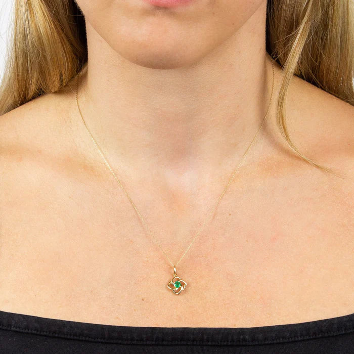 Cut Out Flower Pendant with Emerald