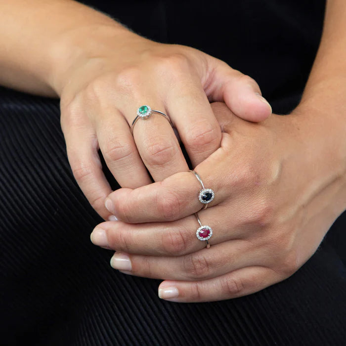 9ct white gold ruby and diamond cluster ring