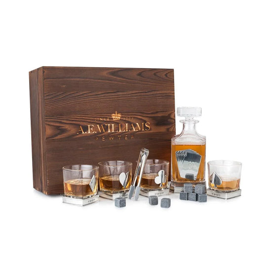 Royal Flush Poker Pewter Decanter Set