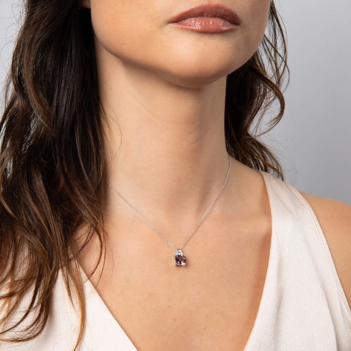 Morganite Pink Zirconia Square Cut Necklace