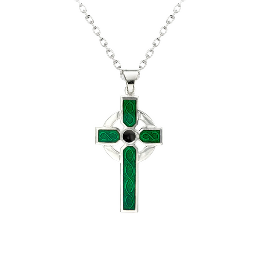 Green Celtic Cross Necklace