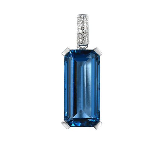 9ct White Gold London Blue Topaz Necklace