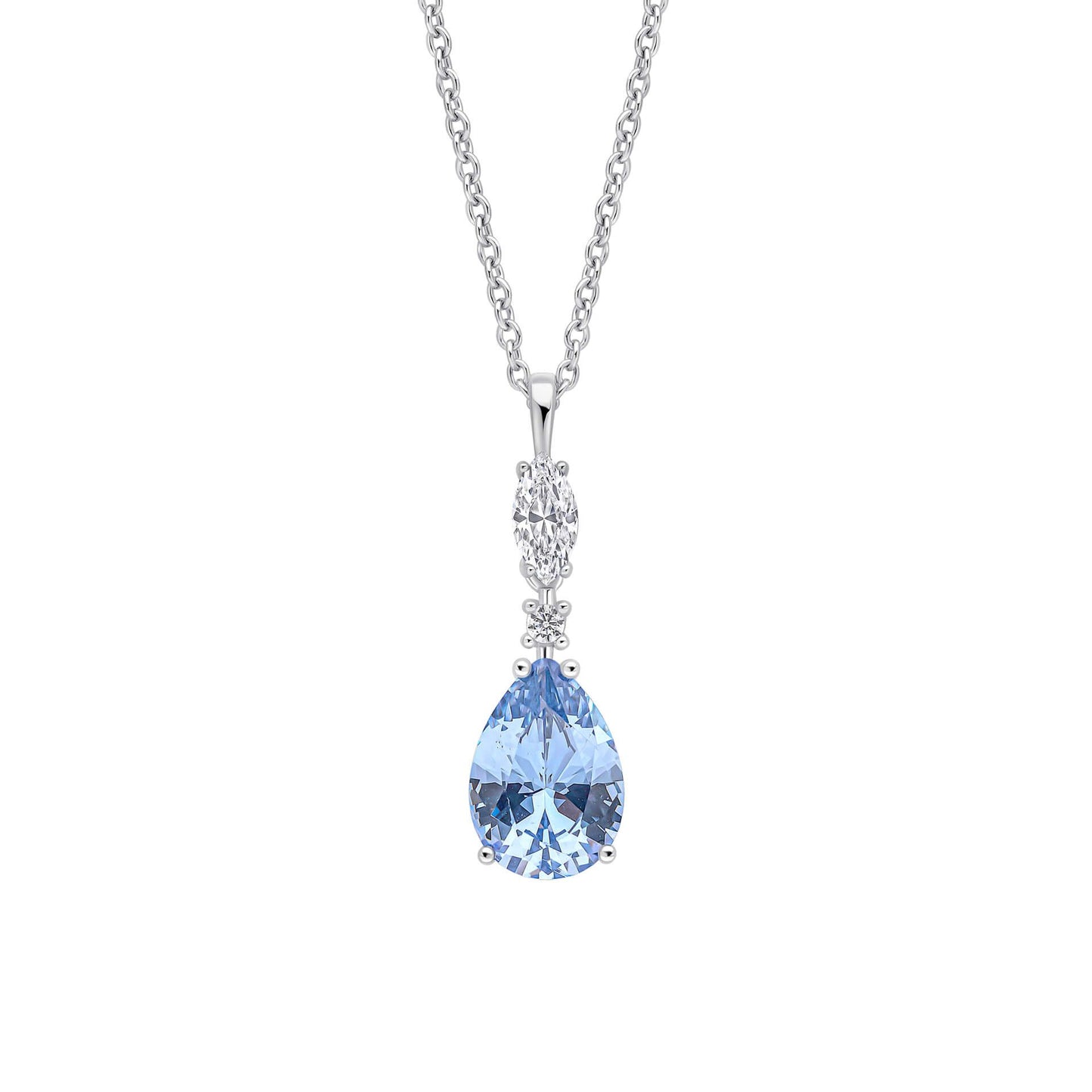 Aquamarine Blue Teardrop and Marquise Drop Pendant