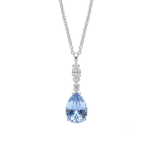 Aquamarine Blue Teardrop and Marquise Drop Pendant