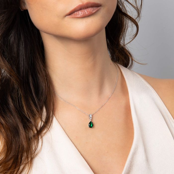 Emerald Zirconia Bezel and Teardrop Pendant