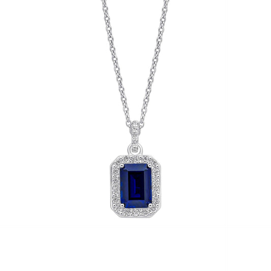 Sapphire Zirconia Geometric Halo Drop Pendant