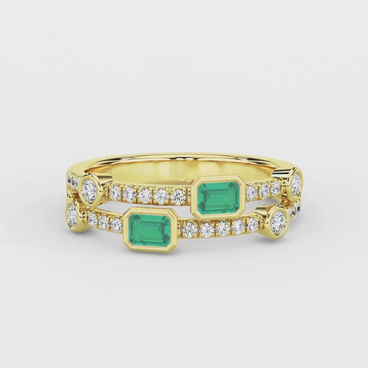 Rubover Emerald and Diamond Ring