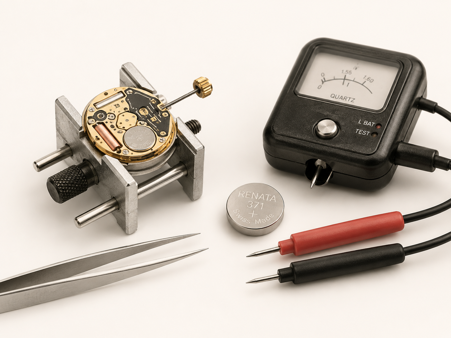 Quartz watch movement and testing equipment