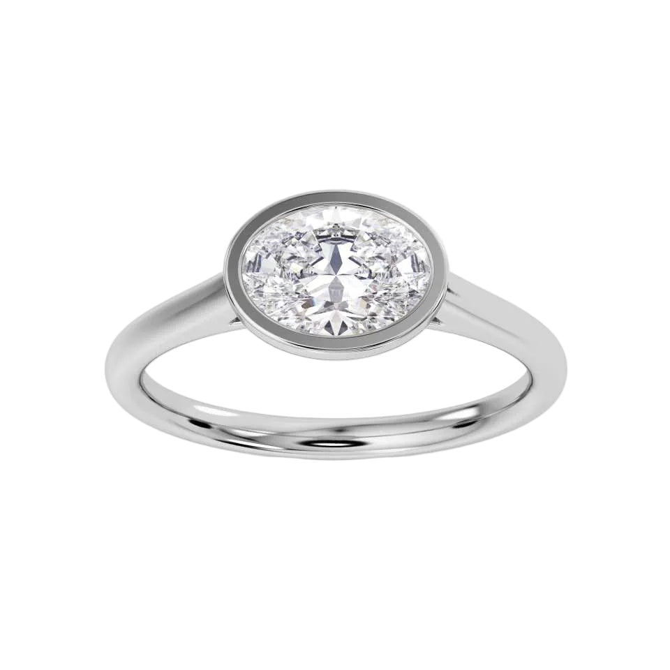 Classic Rub Over Emerald Cut Solitaire with East to West Setting