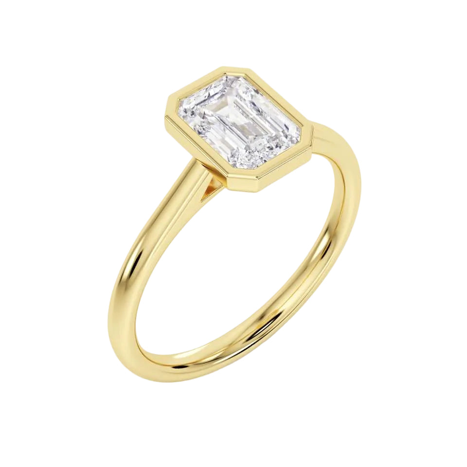 Classic Rub Over Emerald Cut Solitaire