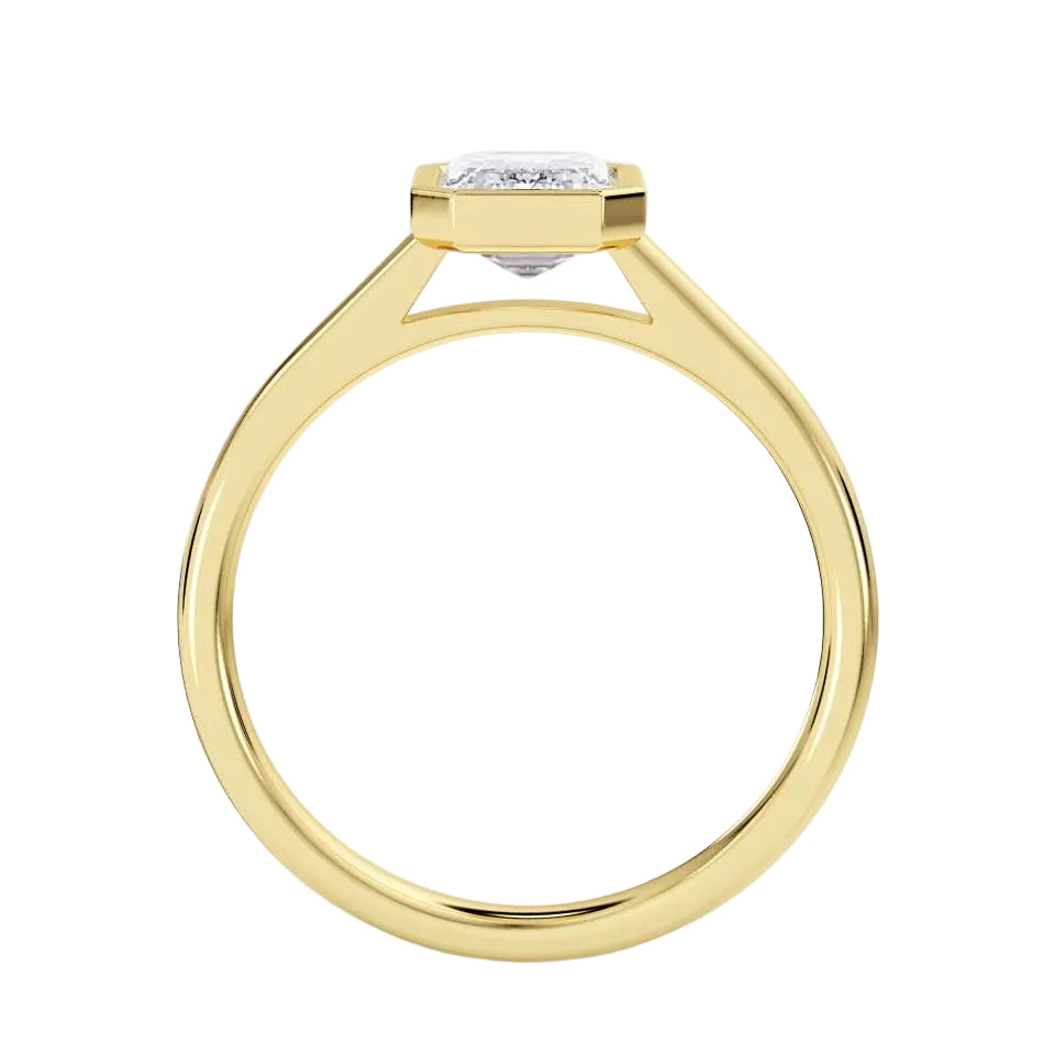 Classic Rub Over Emerald Cut Solitaire