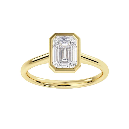 Classic Rub Over Emerald Cut Solitaire