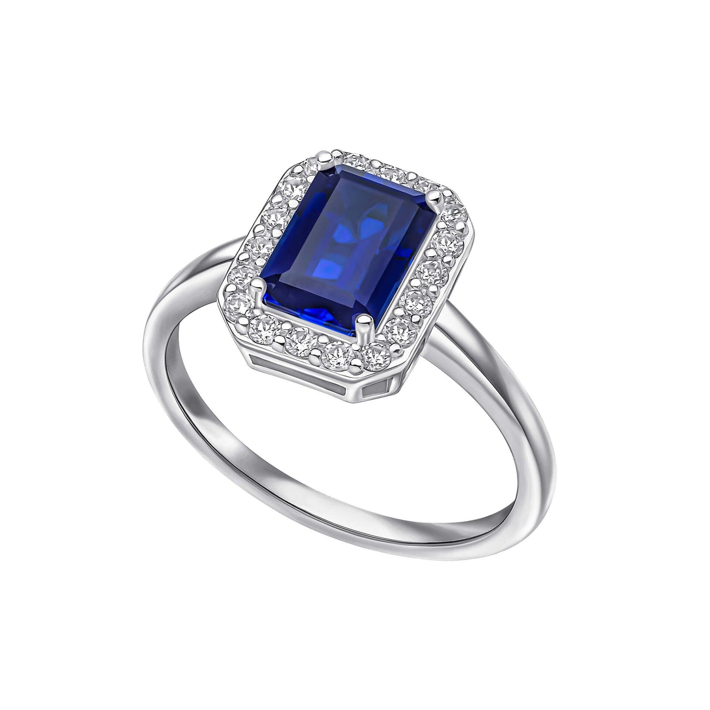 Sapphire Zirconia Geometric Halo Ring