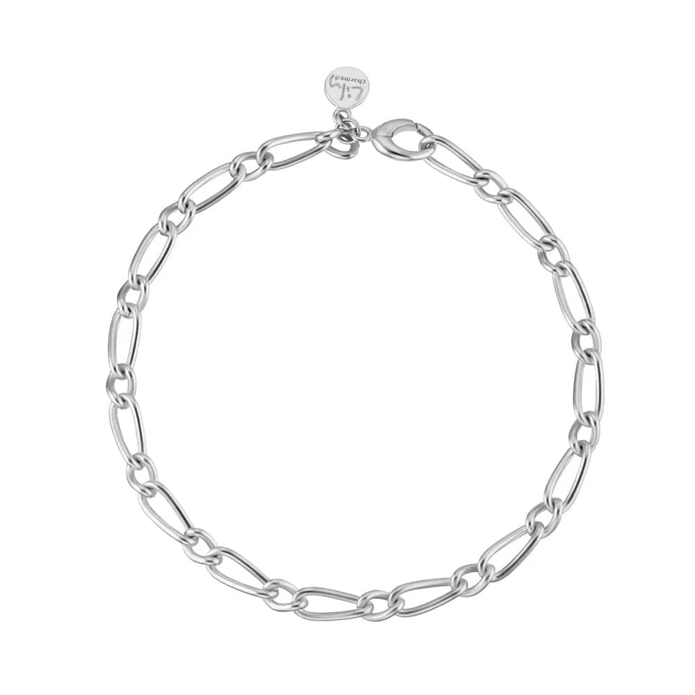 Lily Charmed Silver My Story Charm Collector Bracelet in rhodium-plated recycled sterling silver