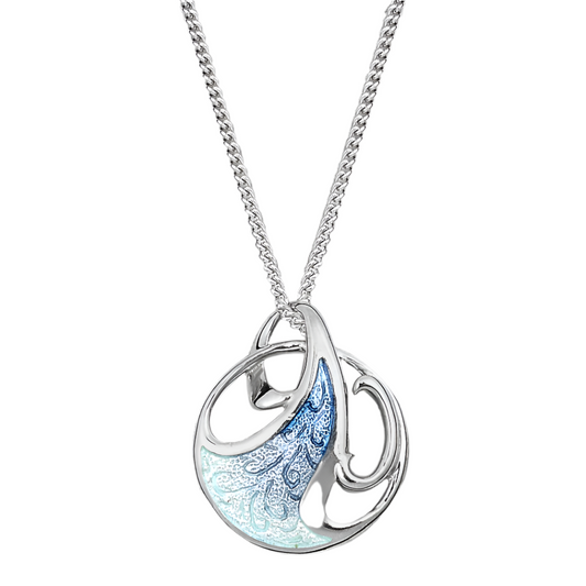 Blue Art Nouveau Wave Necklace