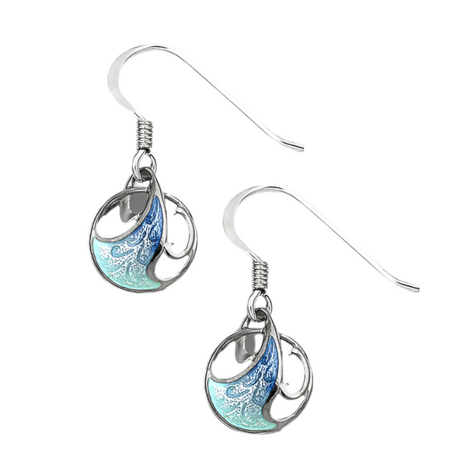 Blue Art Nouveau Wave Wire Earrings